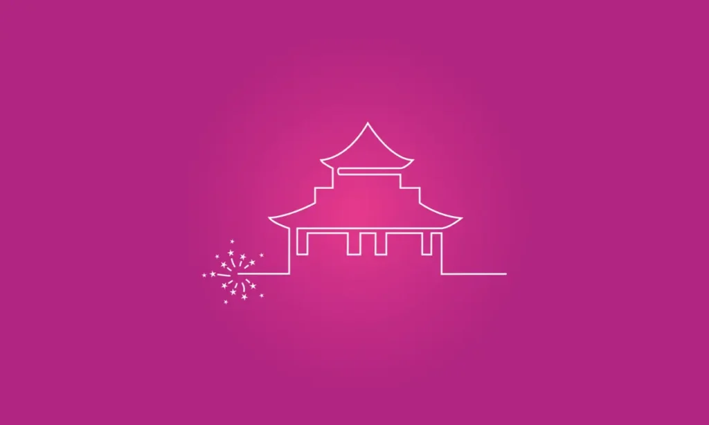 Illustration au néon d’un pavillon asiatique